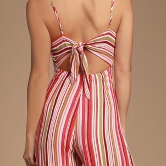 Lulu's Stripe Tie-Back Culotte Jumpsuit size Medium - Picture 7 of 12